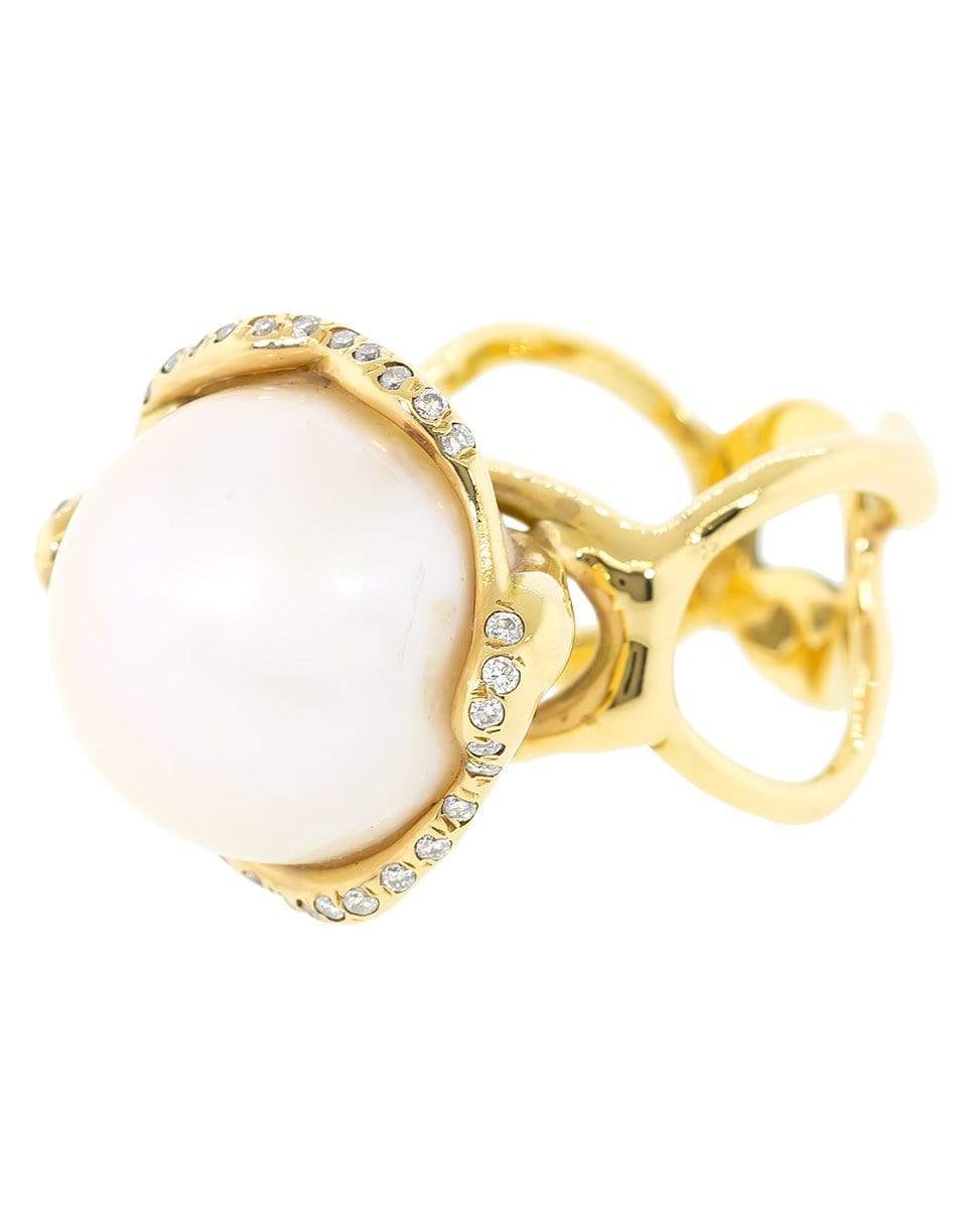 LUCIFER VIR HONESTUS-Fresh Water Pearl And Diamond Cocktail Ring-ROSE GOLD