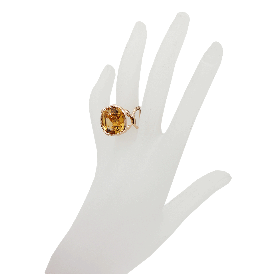 LUCIFER VIR HONESTUS-Organic Ring With Antique Cut Citrine-ROSE GOLD