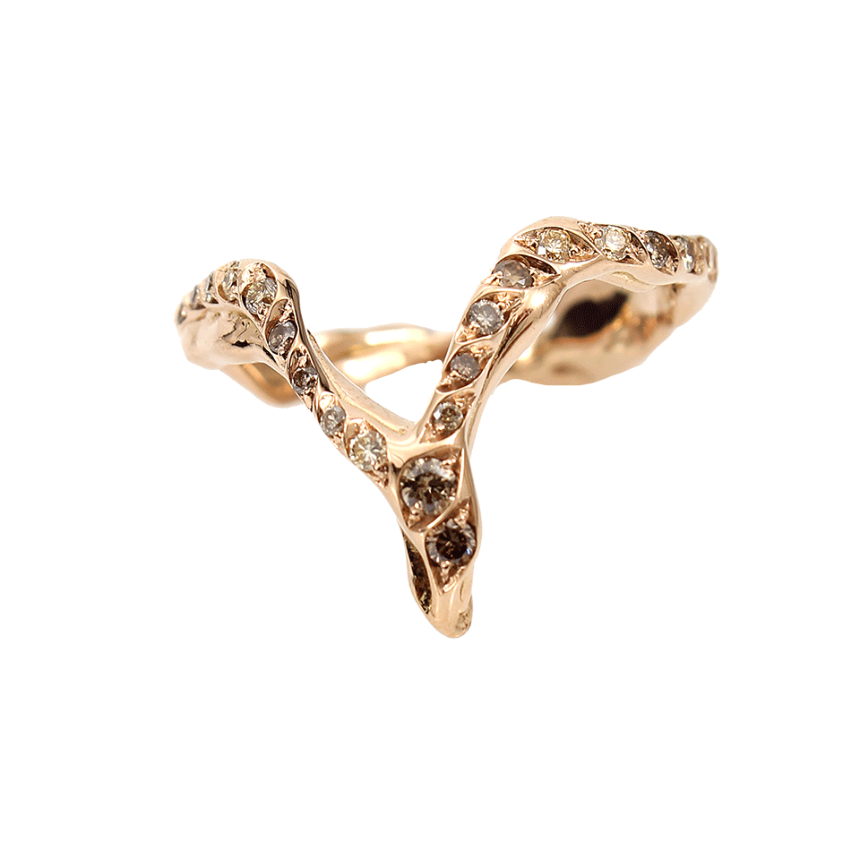 LUCIFER VIR HONESTUS-Pennacchio Ring With Cognac Diamonds-ROSE GOLD