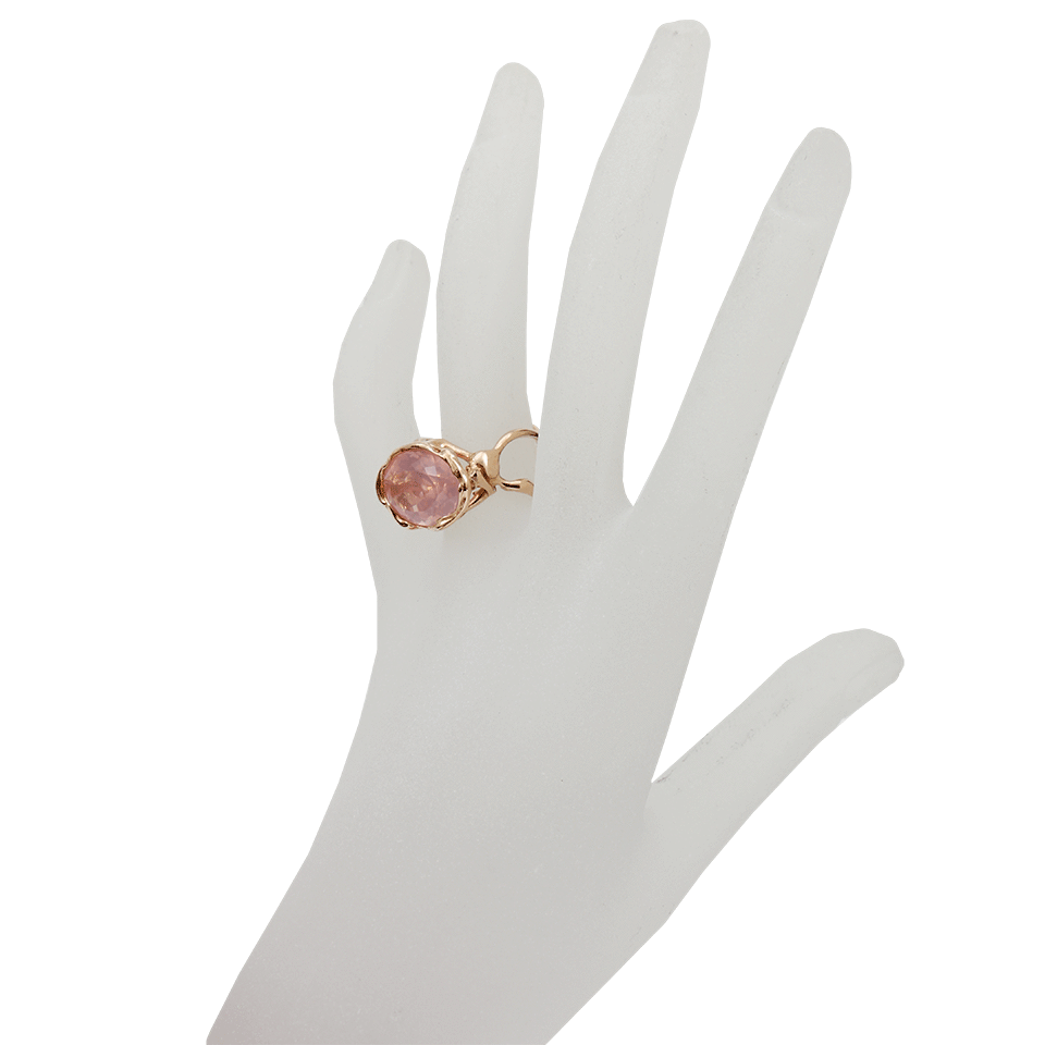 LUCIFER VIR HONESTUS-Pink Quartz Organic Ring-ROSE GOLD