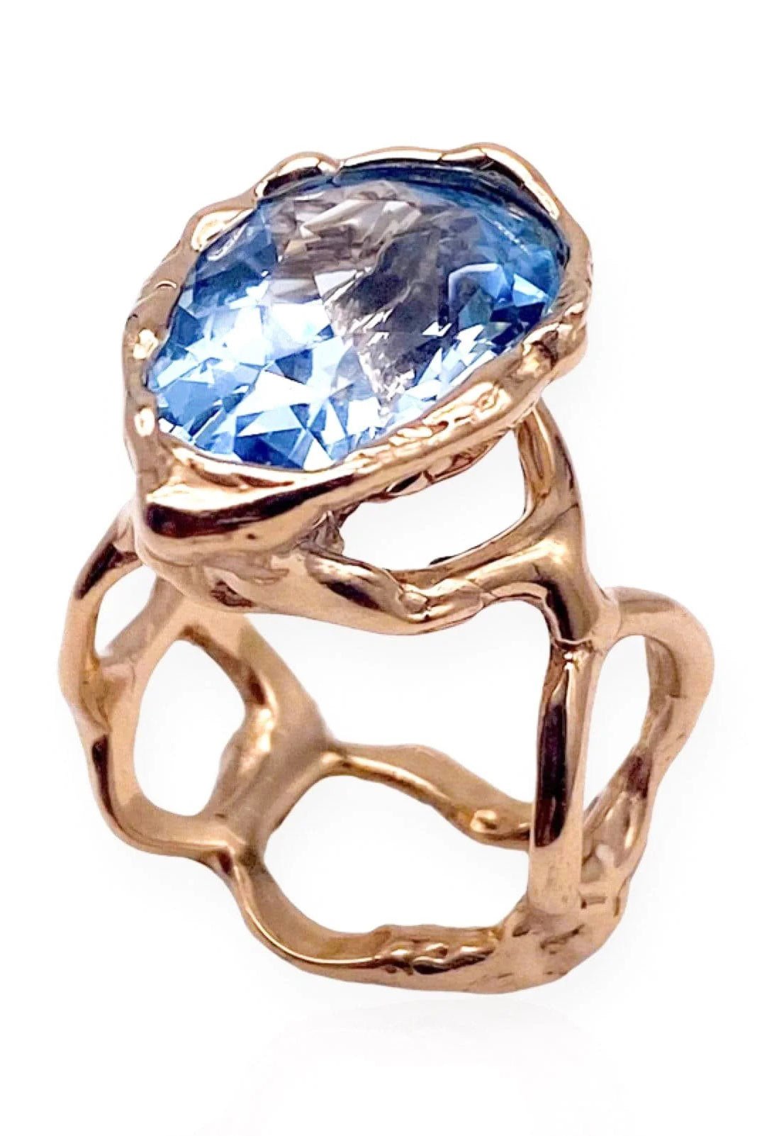 LUCIFER VIR HONESTUS-Reticolo Blue Topaz Ring-ROSE GOLD