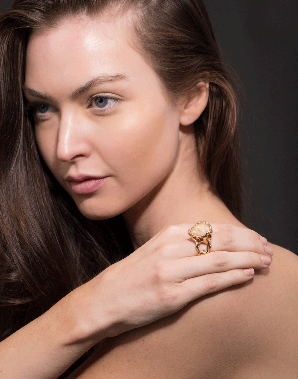 LUCIFER VIR HONESTUS-Opal And Diamond Organic Ring-ROSE GOLD