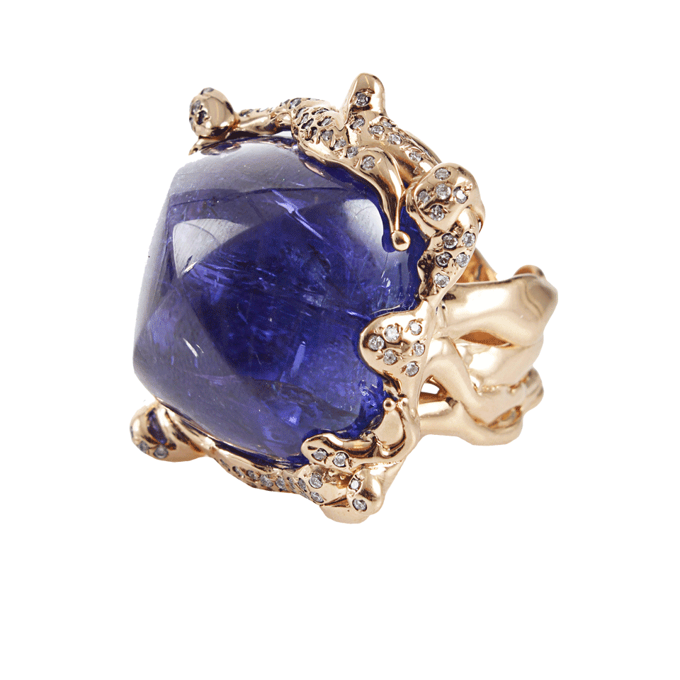 LUCIFER VIR HONESTUS-Cabochon Tanzanite Ring-ROSE GOLD