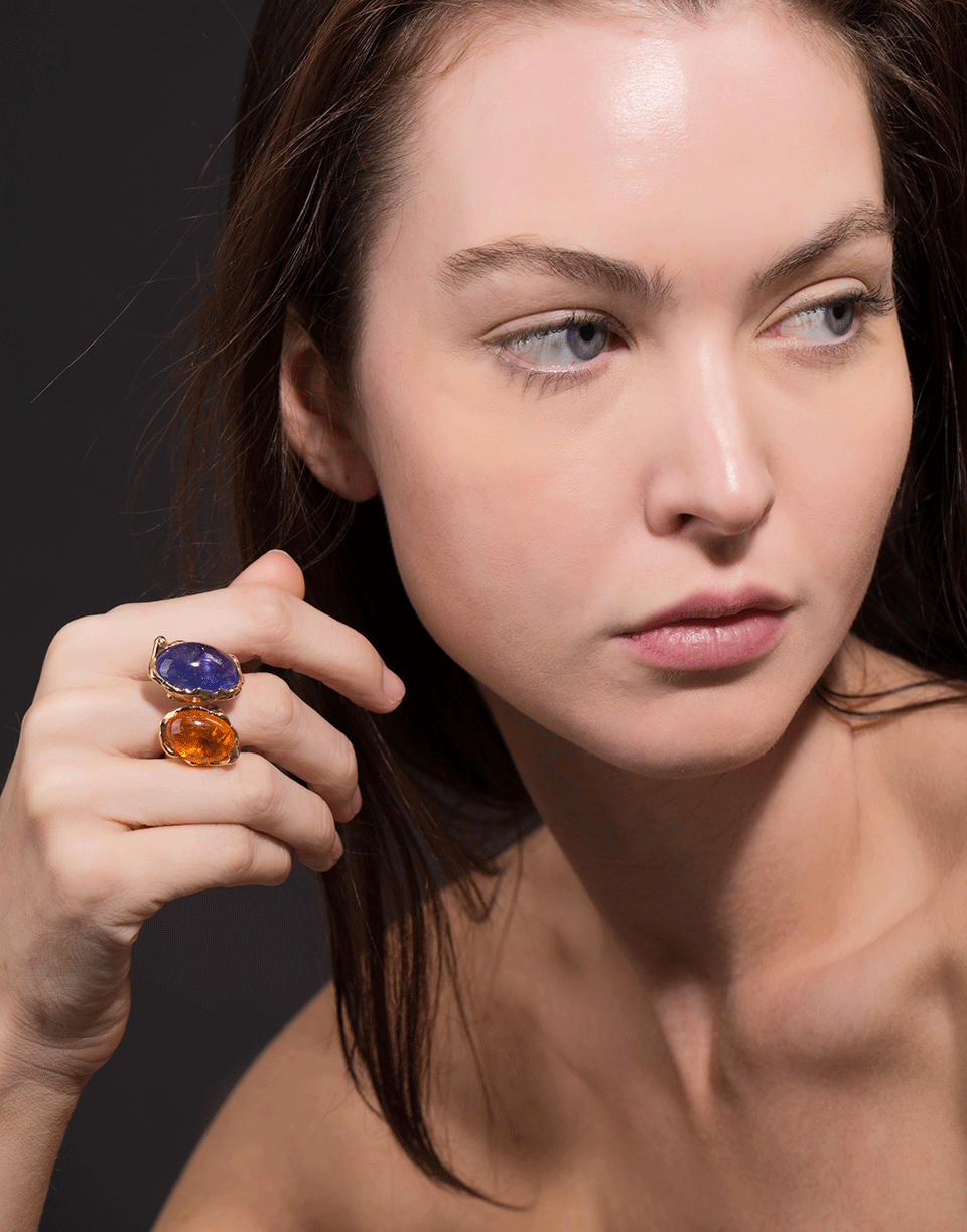 LUCIFER VIR HONESTUS-Tanzanite And Mandarin Garnet Contrarie Ring-ROSE GOLD