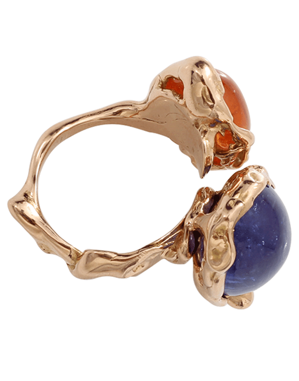 LUCIFER VIR HONESTUS-Tanzanite And Mandarin Garnet Contrarie Ring-ROSE GOLD