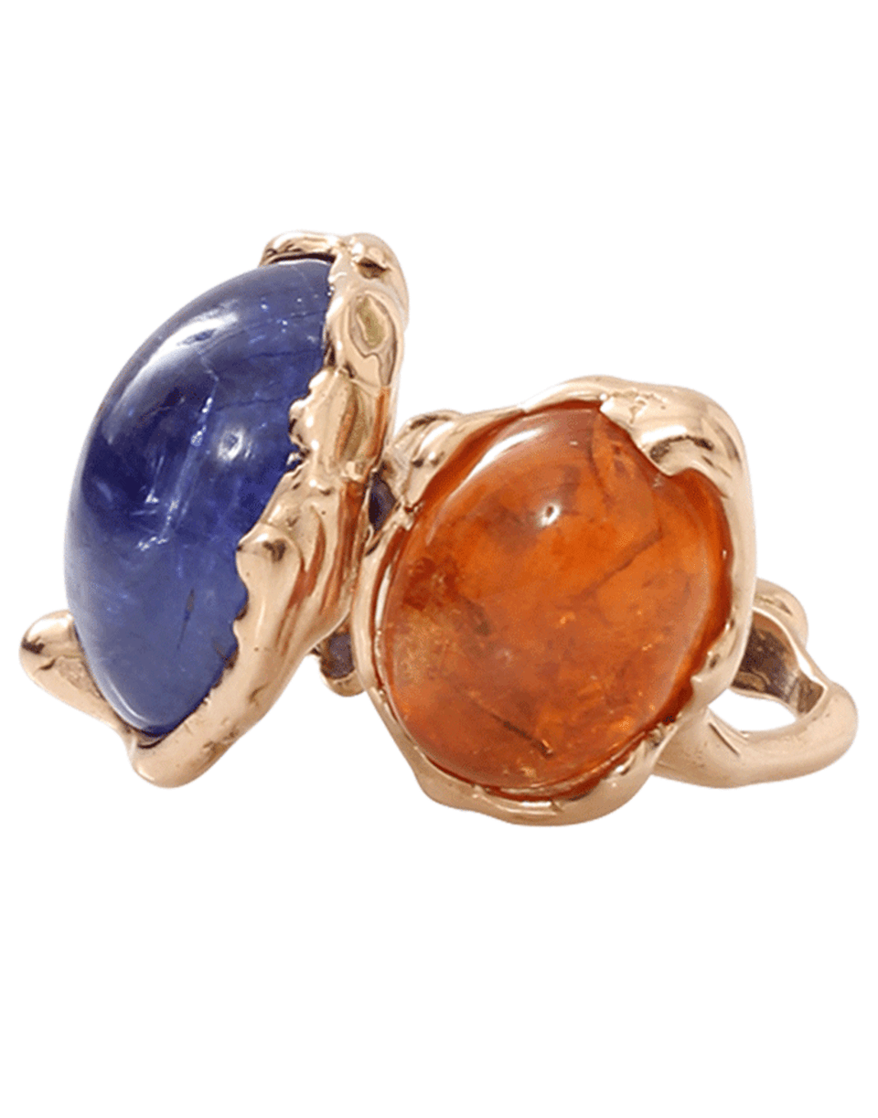 LUCIFER VIR HONESTUS-Tanzanite And Mandarin Garnet Contrarie Ring-ROSE GOLD