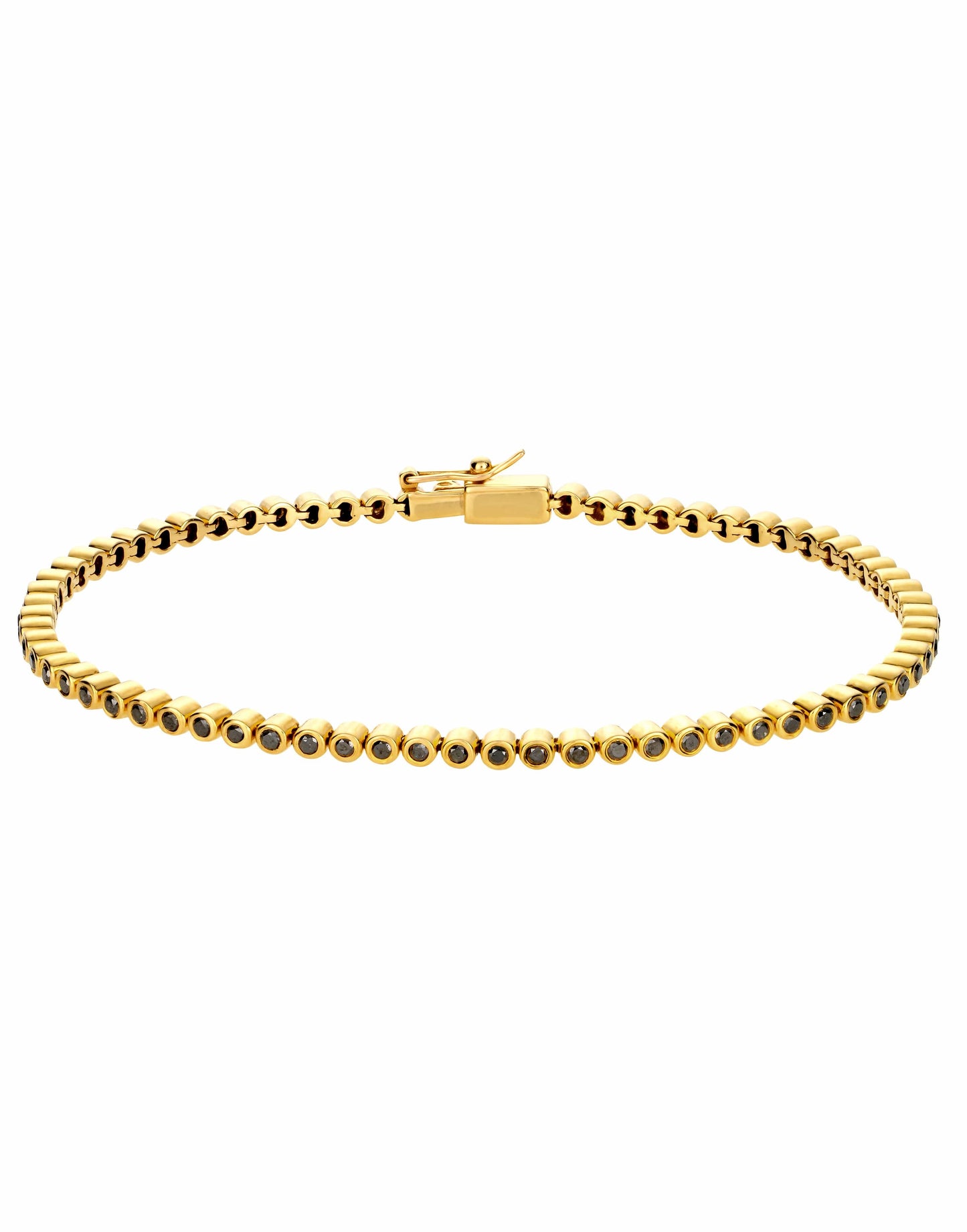 LUIS MORAIS-Black Diamond Tennis Bracelet-YELLOW GOLD