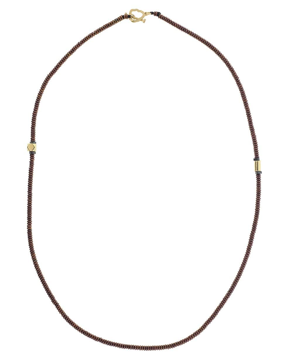 LUIS MORAIS-Burgundy Bead Wrap Bracelet-YELLOW GOLD