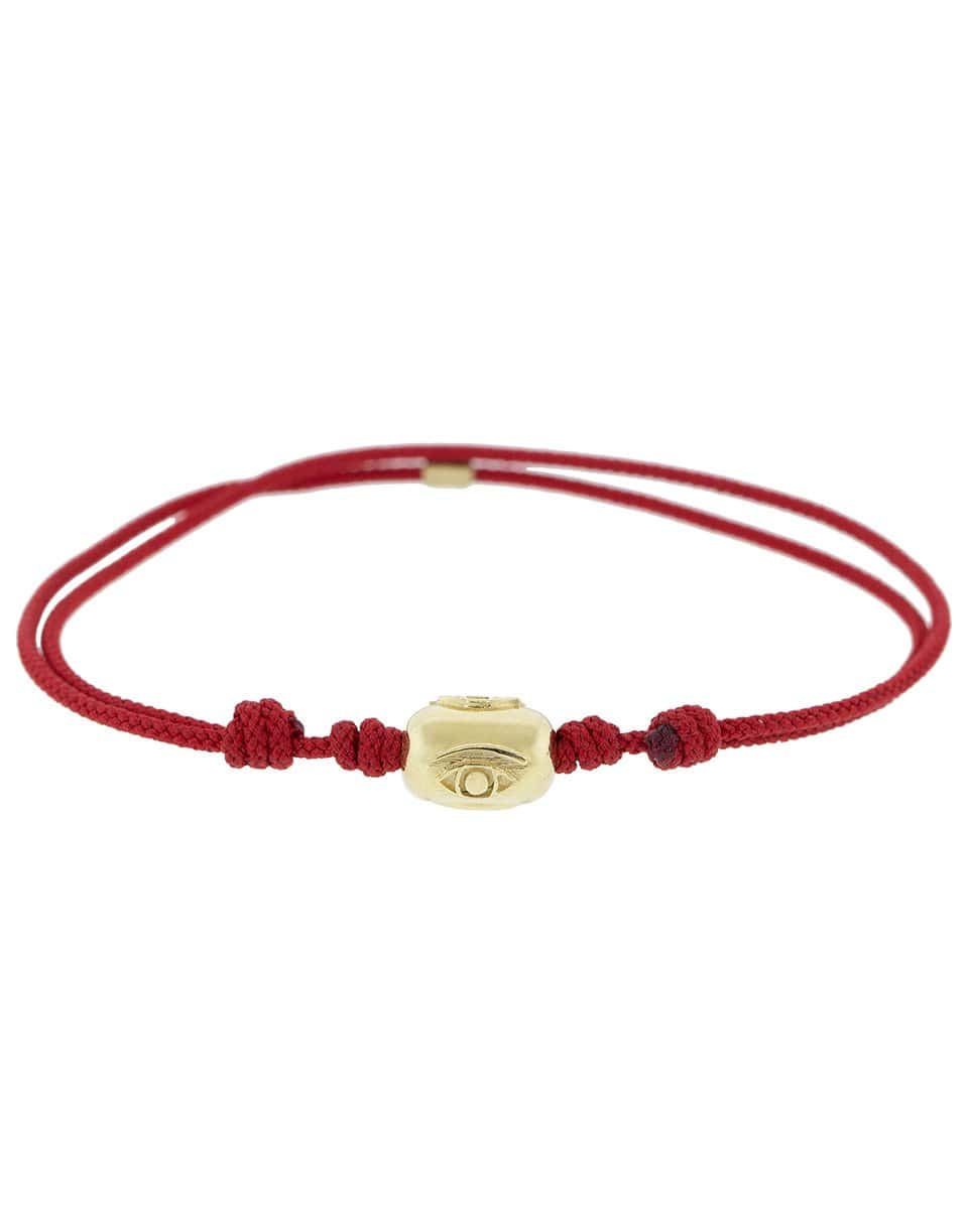 LUIS MORAIS-Evil Eye Pendant Red Cord Bracelet-YELLOW GOLD