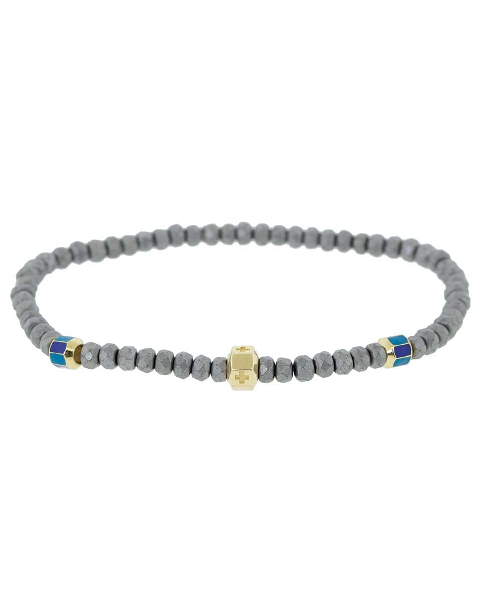 LUIS MORAIS-Grey Beaded Bracelet-YELLOW GOLD