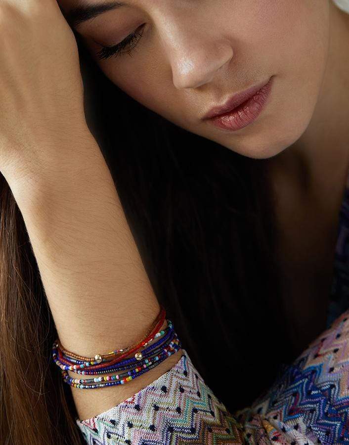 LUIS MORAIS-Hematite and Multi Mix Bead Bracelet-YELLOW GOLD