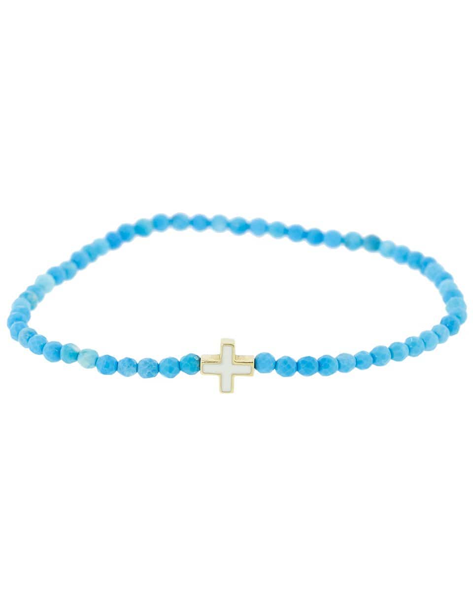 LUIS MORAIS-Light Blue Beaded Bracelet-YELLOW GOLD