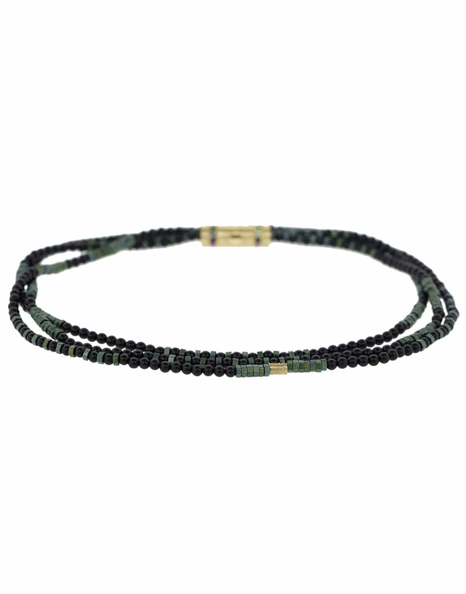 LUIS MORAIS-Rainbow Sapphire Wrap Bead Necklace-YELLOW GOLD