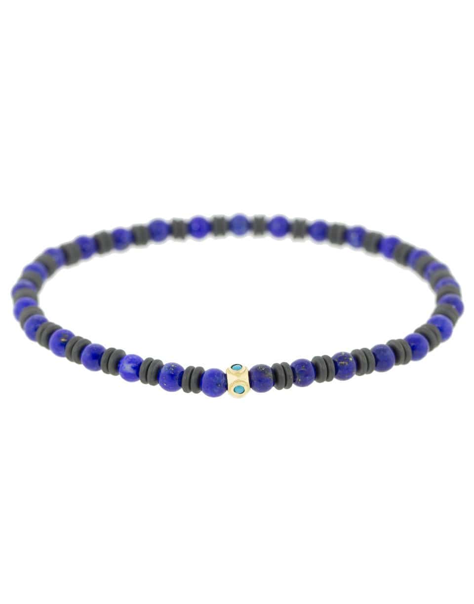 LUIS MORAIS-Tetra Turquoise and Lapis Bead Bracelet-YELLOW GOLD