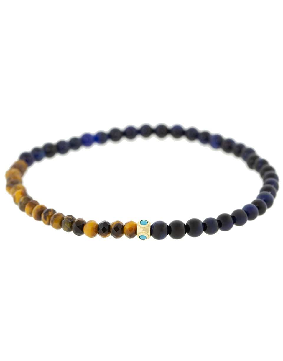 LUIS MORAIS-Tetra Turquoise and Tigers Eye Bracelet-YELLOW GOLD