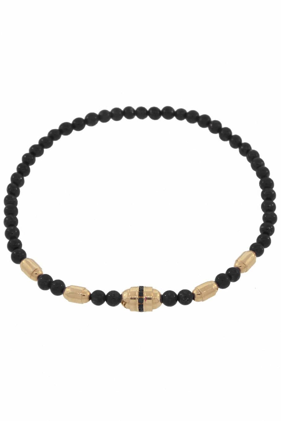 LUIS MORAIS-Black Onyx Bead Bracelet-YELLOW GOLD