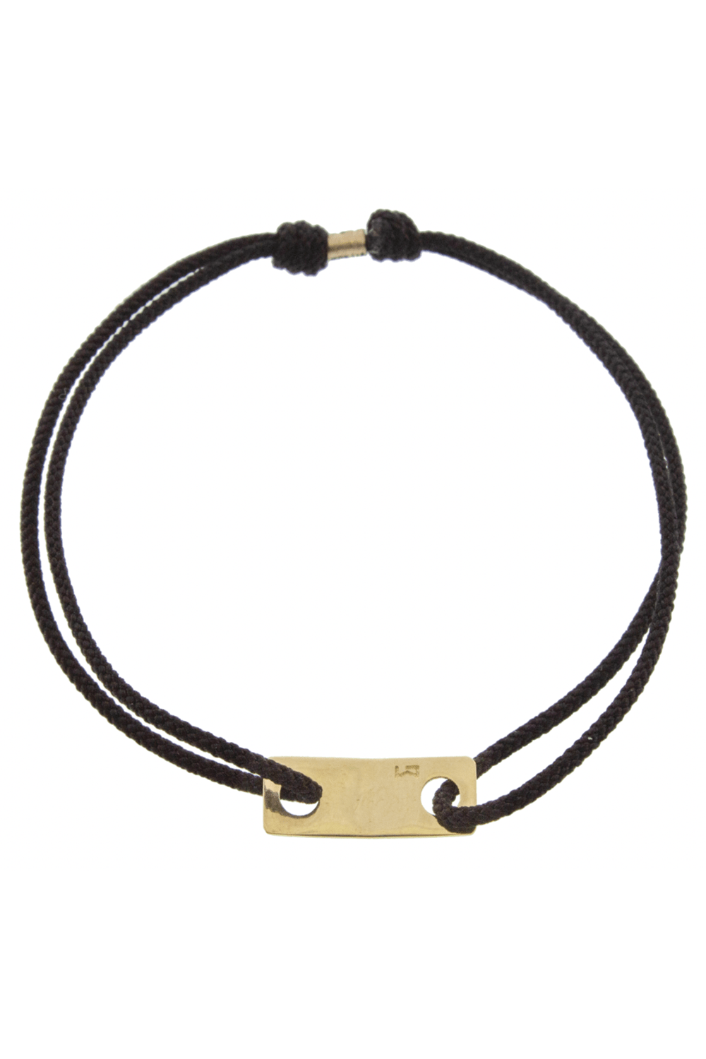 LUIS MORAIS-Small ID Plate Link Cord Bracelet-YELLOW GOLD