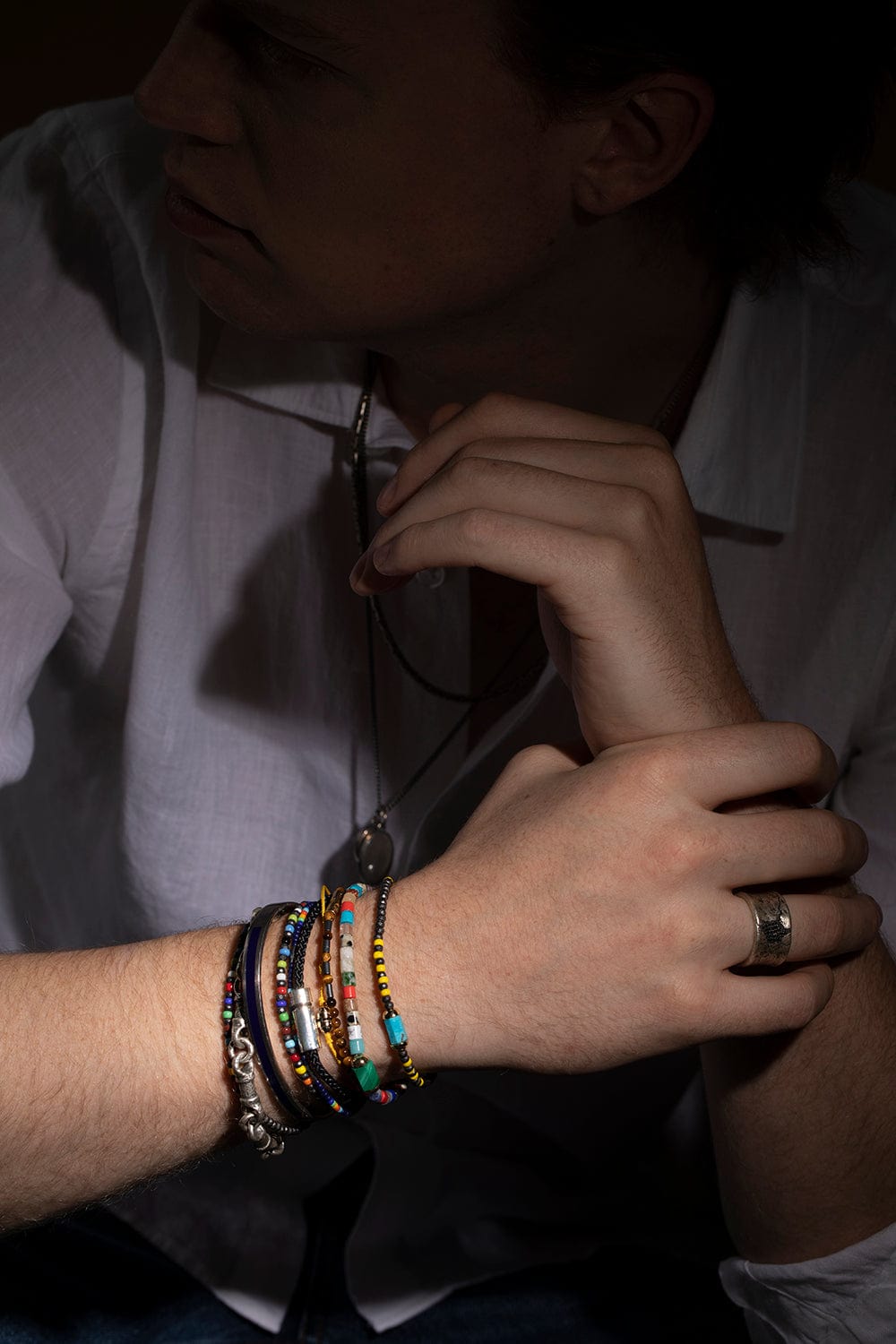LUIS MORAIS-Blue Sapphire Navy Cord Bracelet-YELLOW GOLD