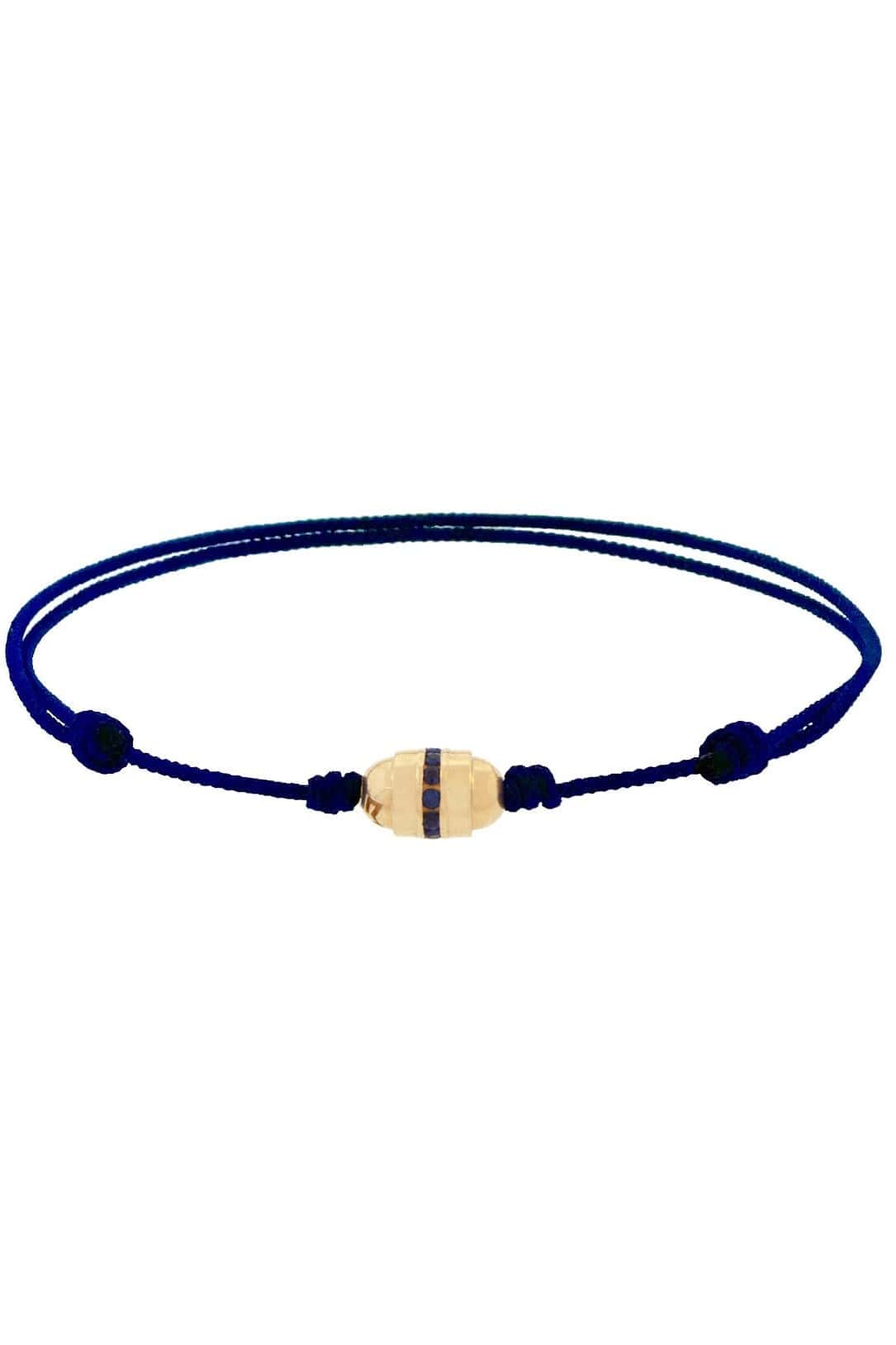 LUIS MORAIS-Blue Sapphire Navy Cord Bracelet-YELLOW GOLD