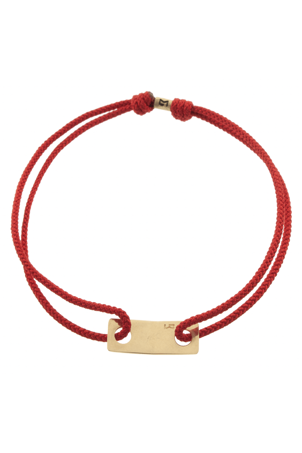LUIS MORAIS-Small ID Plate Link Cord Bracelet-YELLOW GOLD
