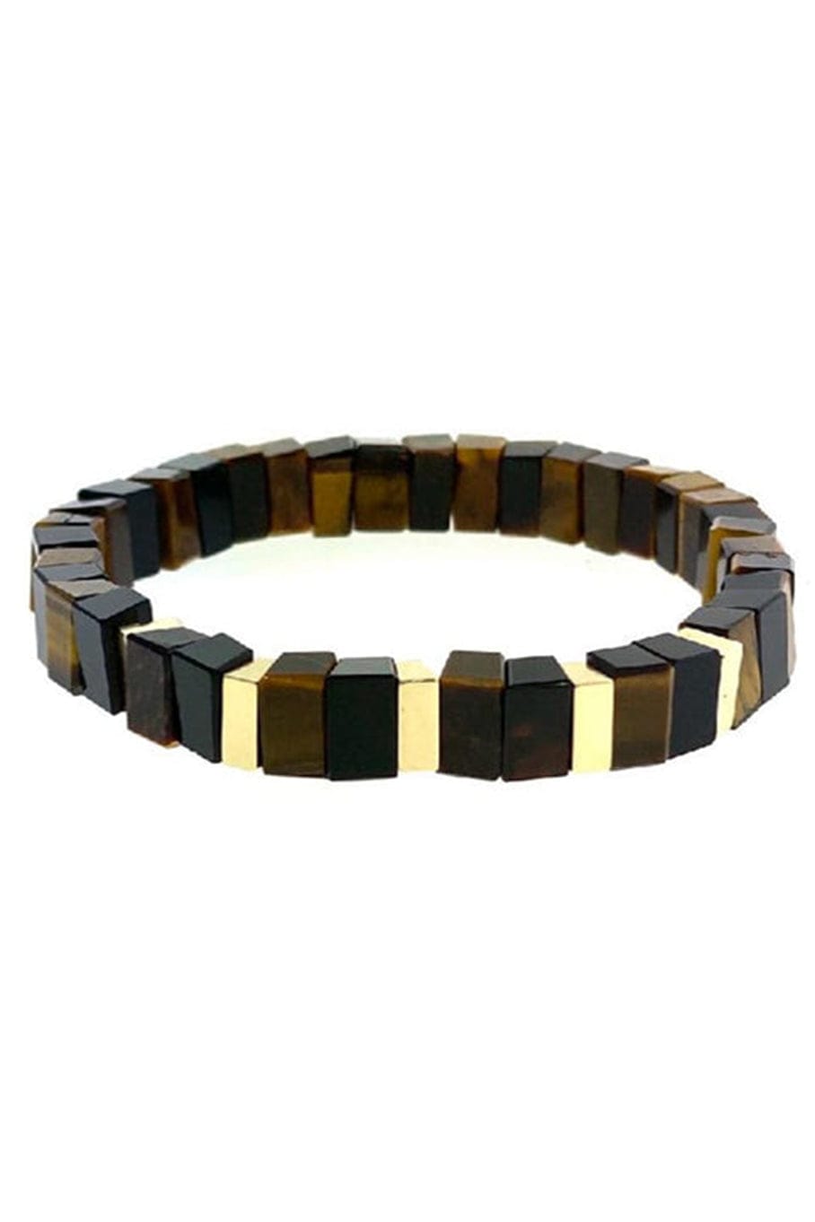 LUIS MORAIS-Tigers Eye and Onyx Bead Bracelet-YELLOW GOLD