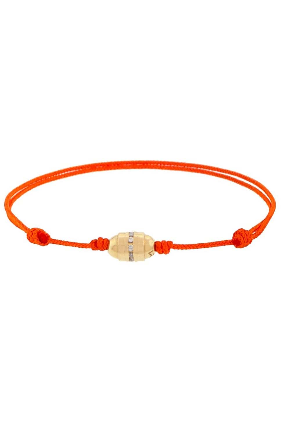 LUIS MORAIS-White Diamond Orange Cord Bracelet-YELLOW GOLD