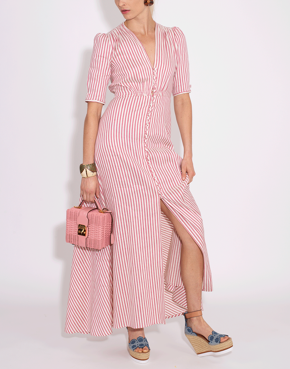LUISA BECCARIA-Striped Button Down Dress-