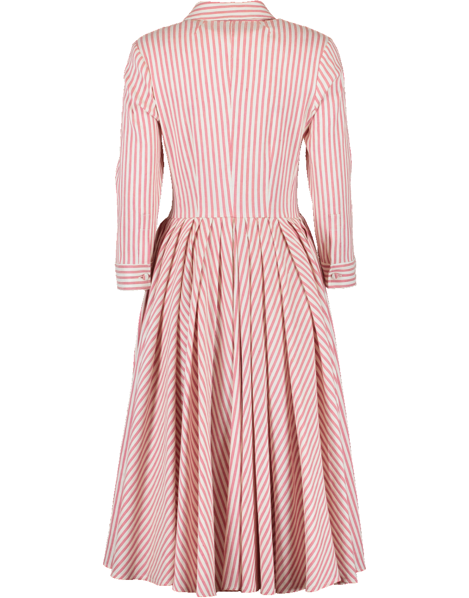 LUISA BECCARIA-Midi Belted Striped Shirt Dress-