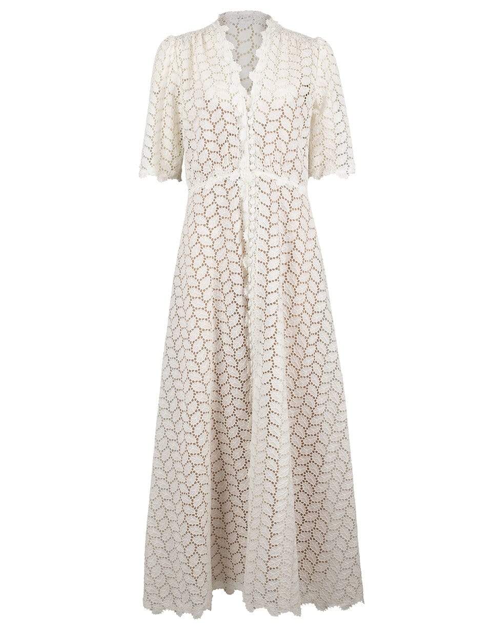 LUISA BECCARIA-Eyelet Cotton Bottoncini Dress-