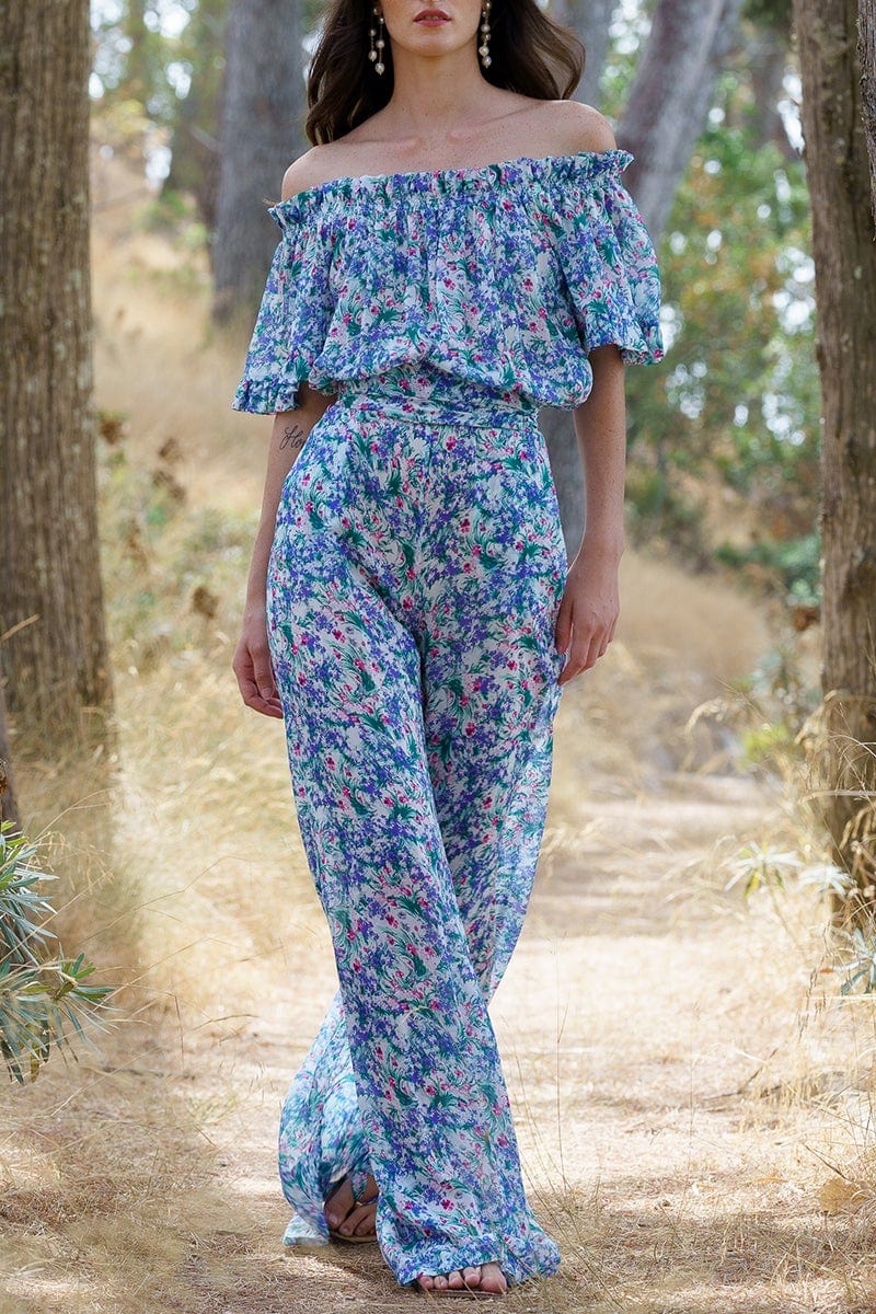 LUISA BECCARIA-Floral Georgette Jumpsuit-