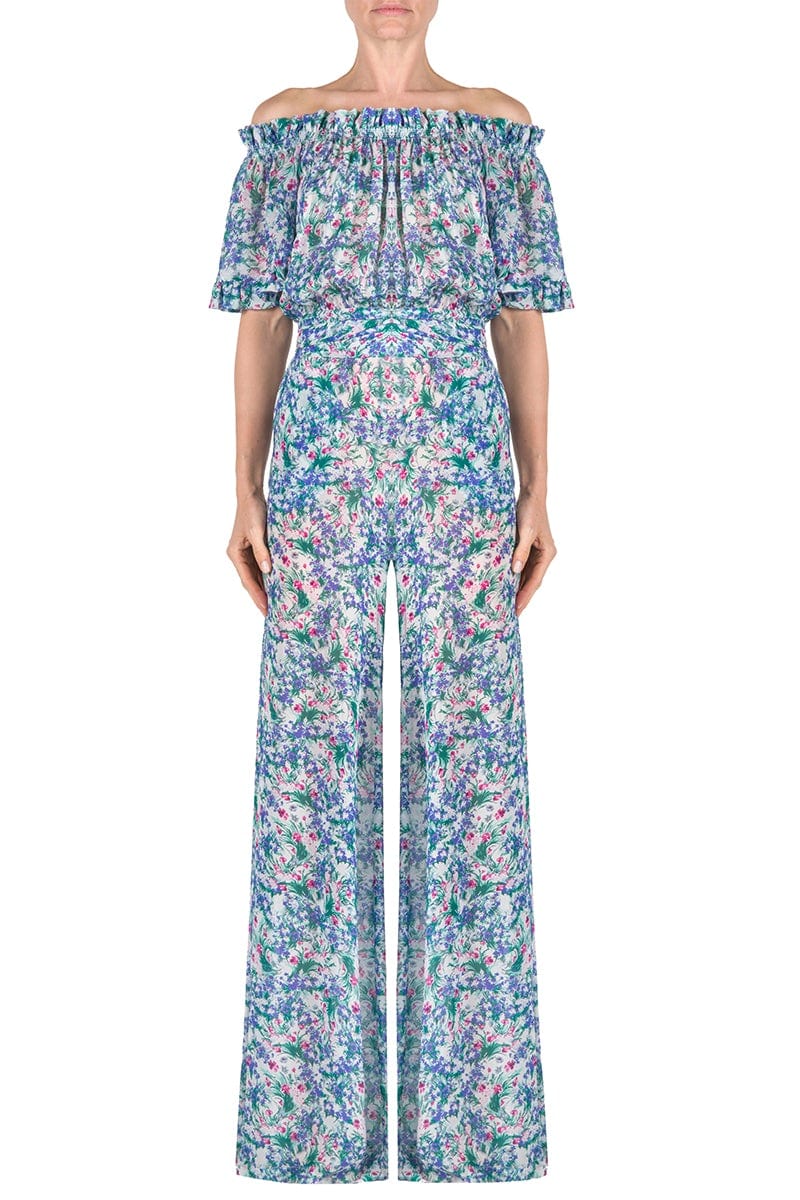 LUISA BECCARIA-Floral Georgette Jumpsuit-