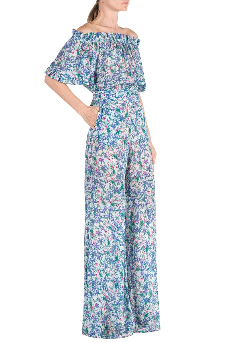 LUISA BECCARIA-Floral Georgette Jumpsuit-