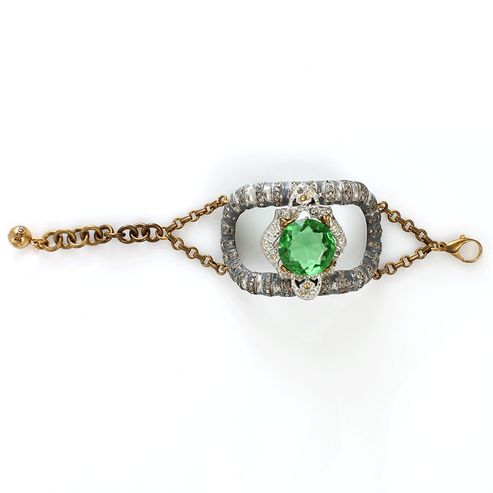 LULU FROST-100 Year Center Stone Vintage Bracelet-EMERALD
