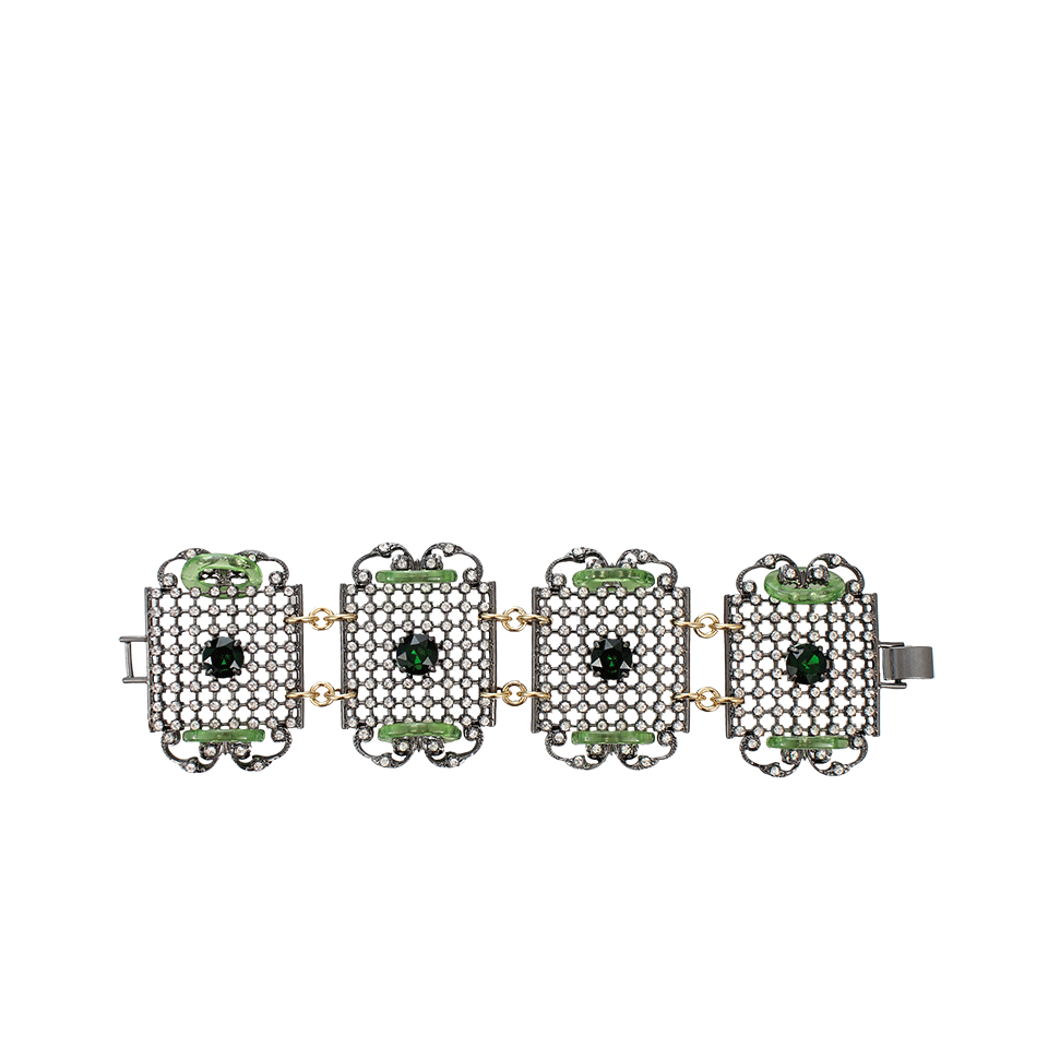 LULU FROST-Green Glass Resin Cuff-GUNMETAL