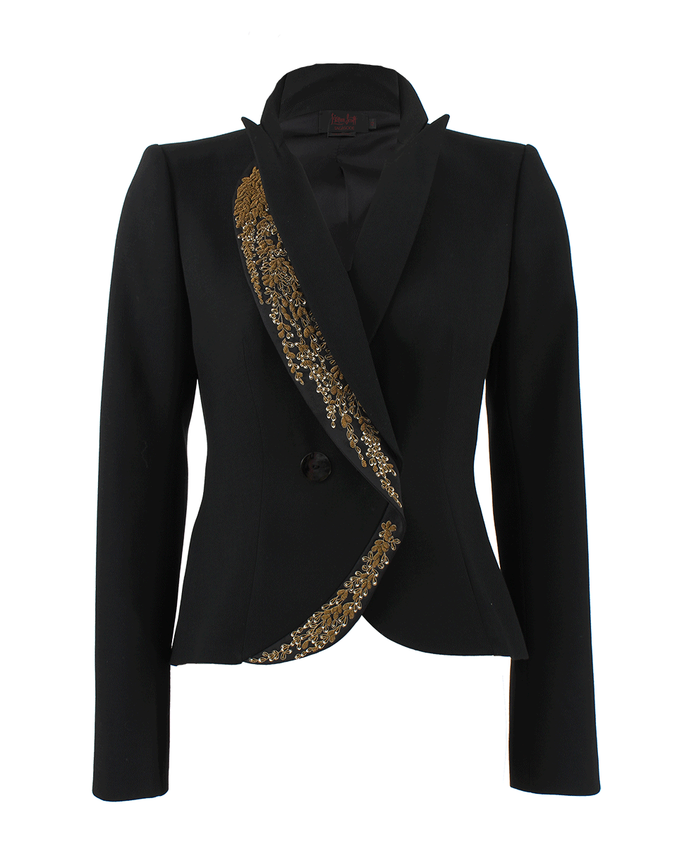 L'WREN SCOTT-Gold Embroidered Detail Blazer-