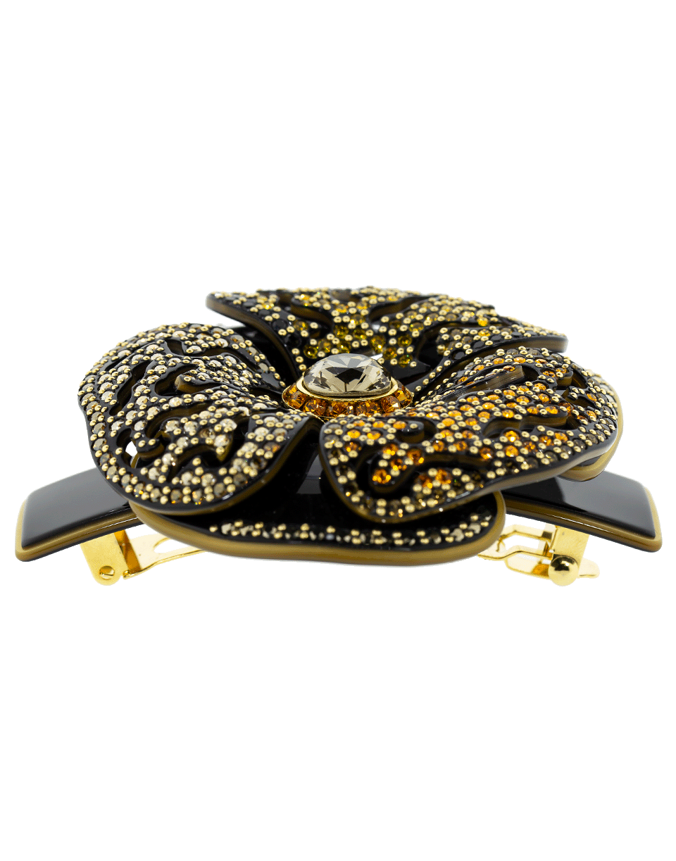 M. C. DAVIDIAN-Camellia Hairclip with Swarovski Rhinstones-BLACK