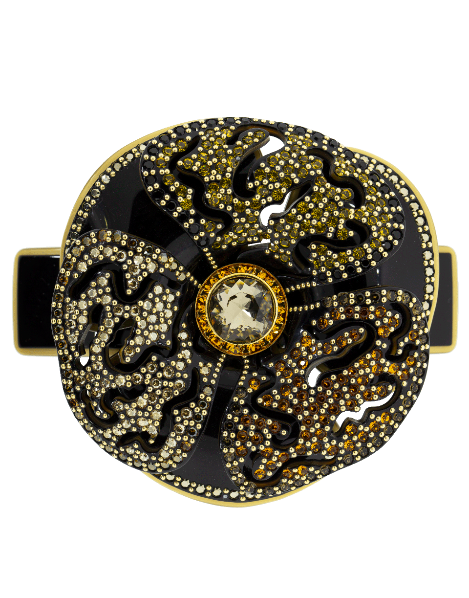 M. C. DAVIDIAN-Camellia Hairclip with Swarovski Rhinstones-BLACK