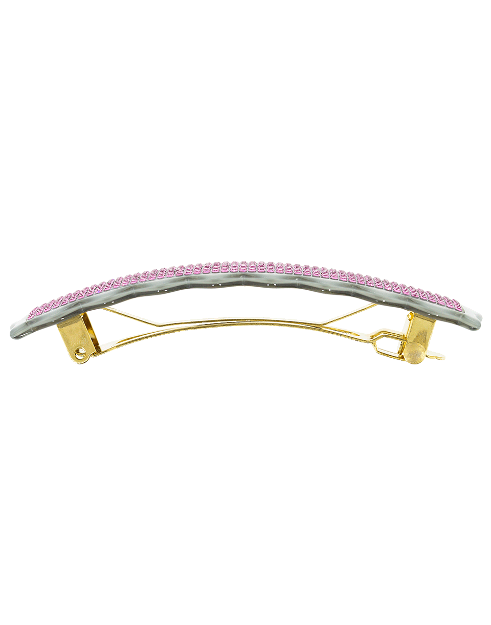 M. C. DAVIDIAN-Medium 7 Row Crystal Barrette-GRY/PNK