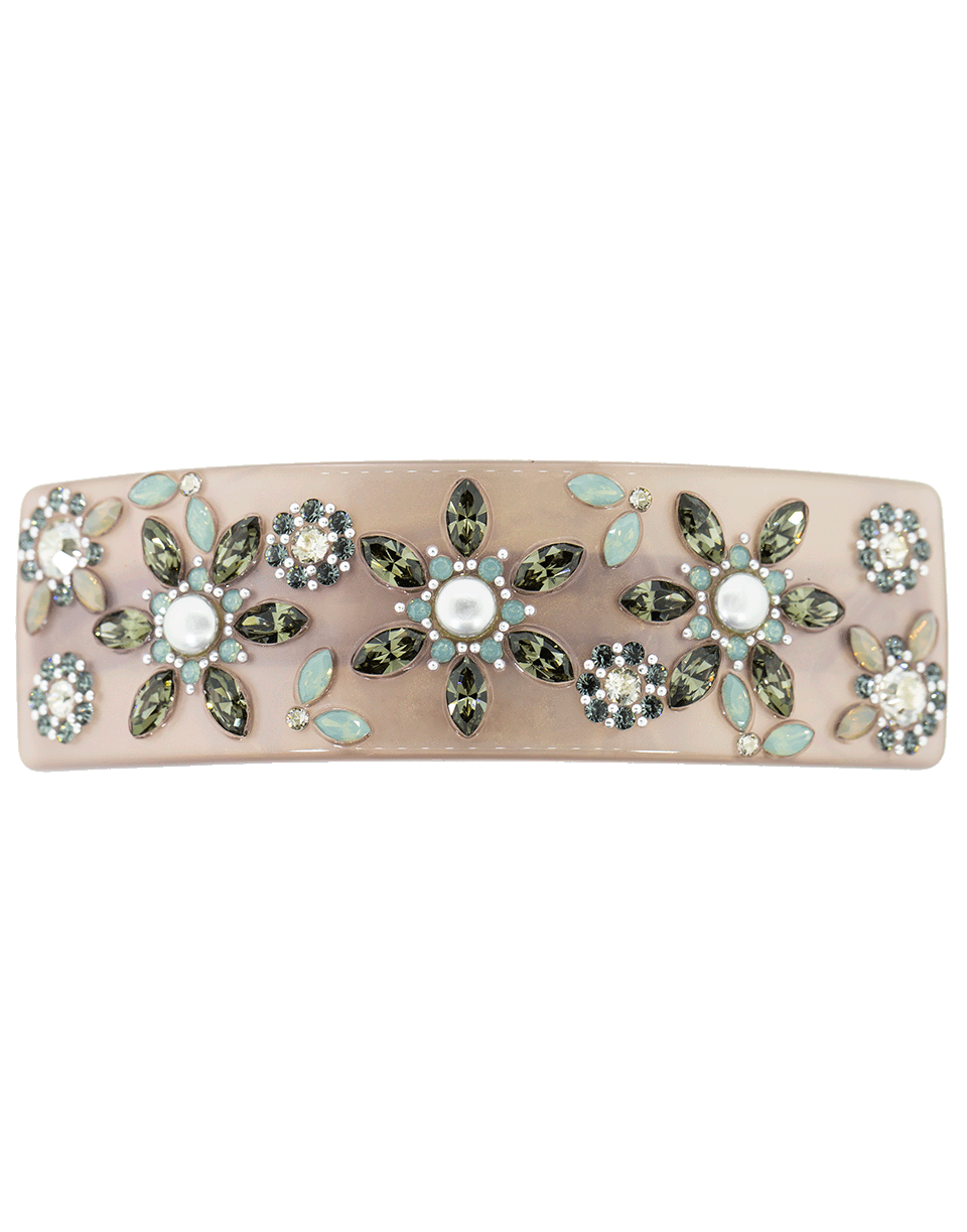 M. C. DAVIDIAN-Large Barrette with Floral Stones-GRY/TPZ