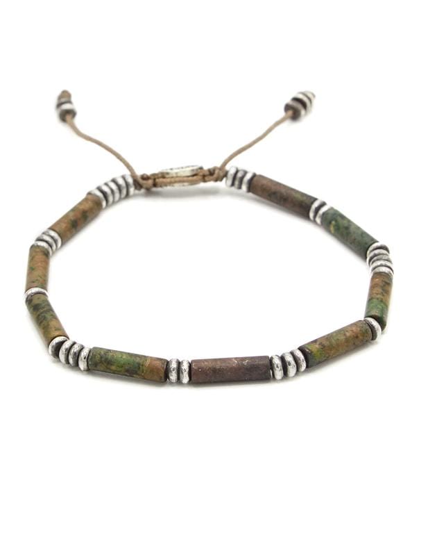 M. COHEN-African Turquoise Tube Bead Bracelet-SILVER
