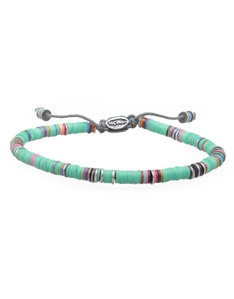 M. COHEN-African Turquoise Vinyl Oxidized Disc Bracelet-SILVER