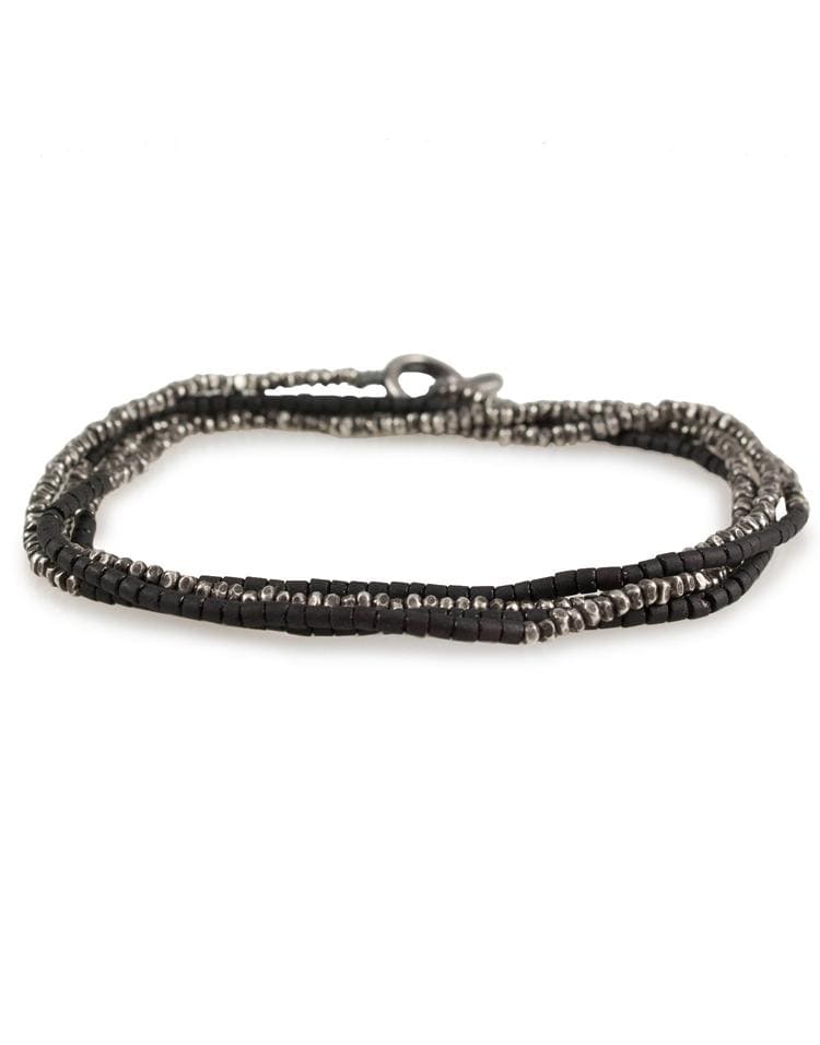 M. COHEN-Mini Afghan Black Bead Horizon Bracelet/Necklace-SILVER