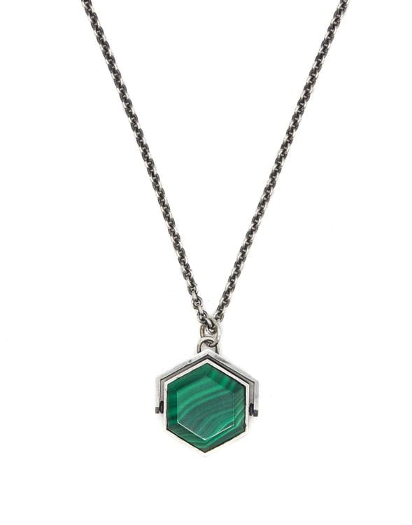 M. COHEN-Tiger Eye and Malachite Hexagon Spinning Necklace-SILVER