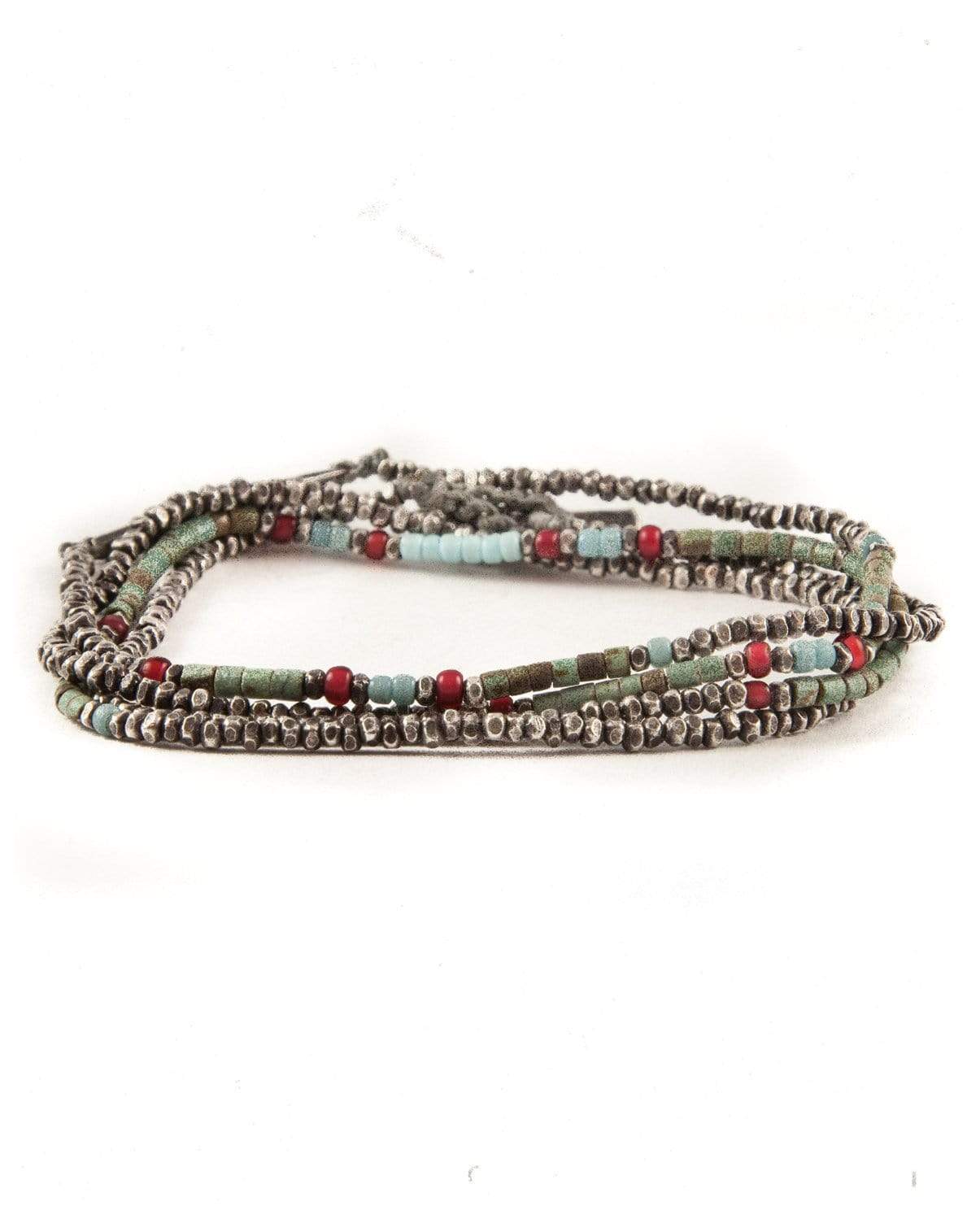 M. COHEN-Turquoise Antique Oxidized Bead Necklace-SILVER