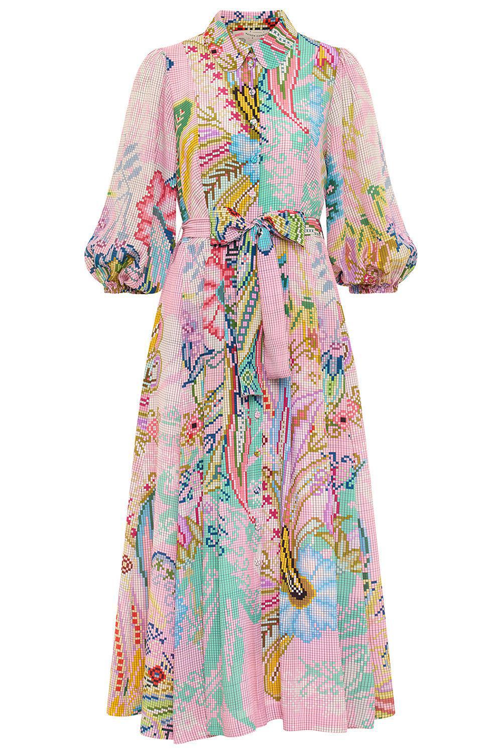 Belted Midi Dress-MULTI-34-CLOTHINGDRESSCASUAL-MAISON COMMON