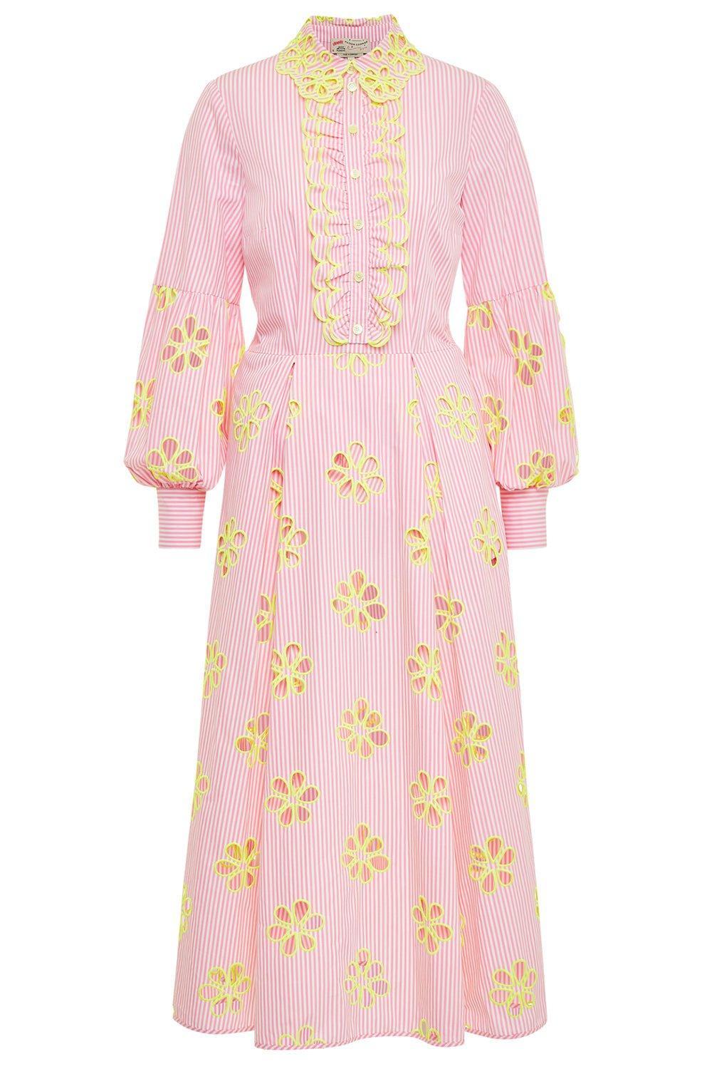 MAISON COMMON-Striped Floral Midi Dress-
