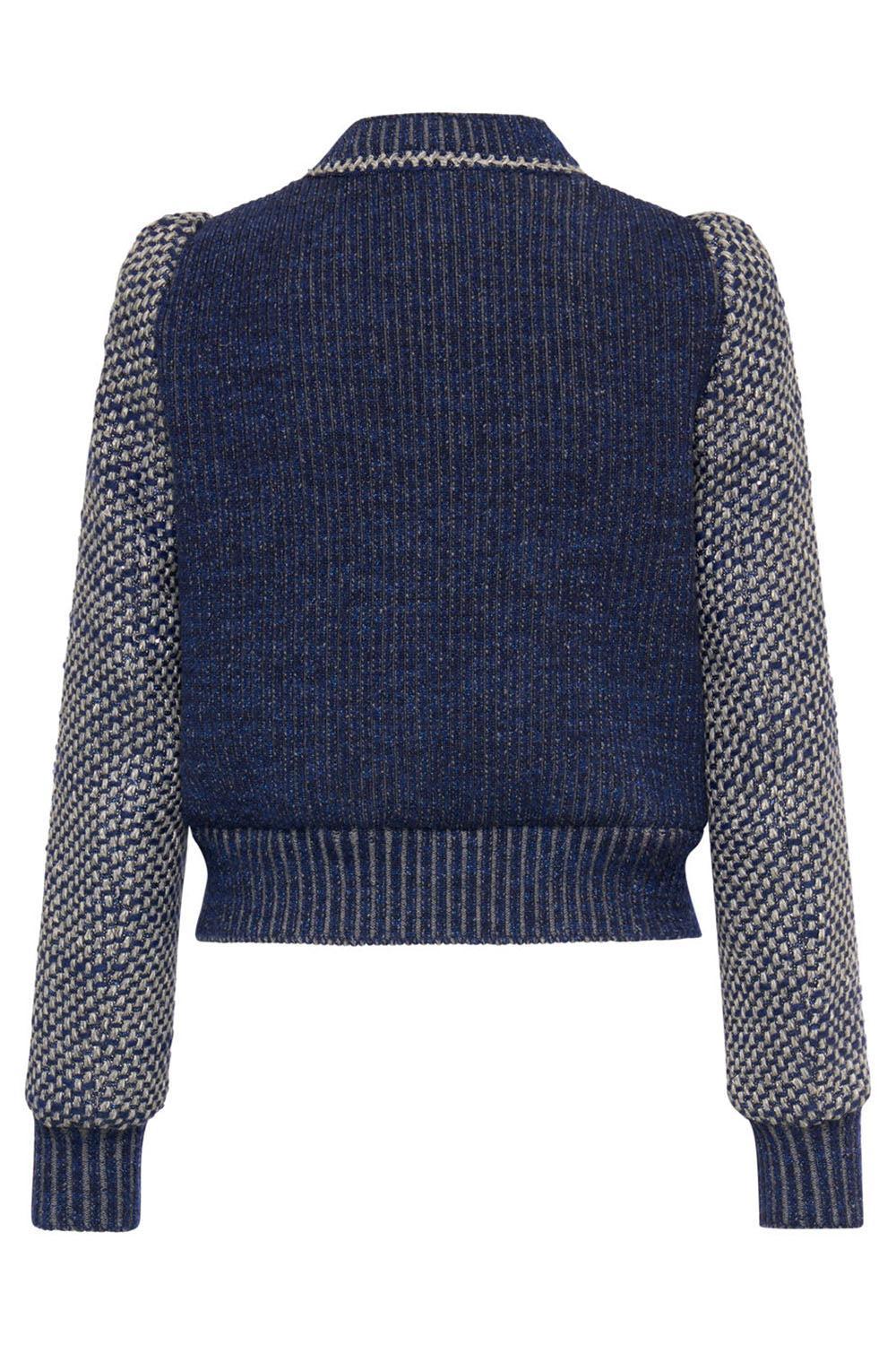 Tweed Bomber Jacket-BLUE-32-CLOTHINGJACKETCASUAL-MAISON COMMON
