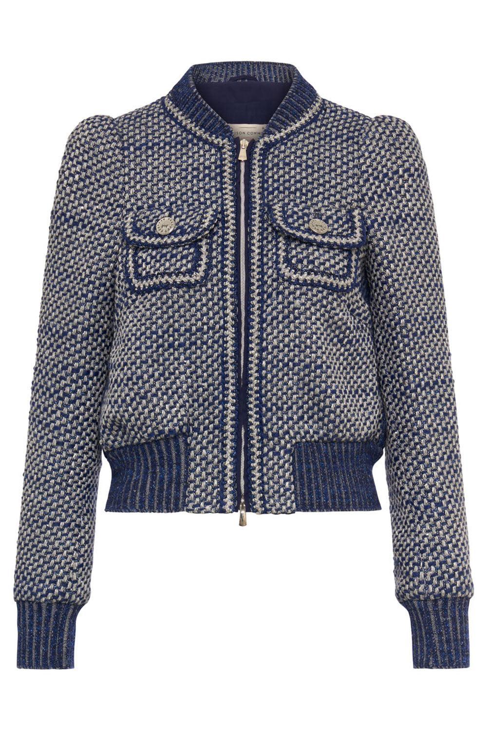 Tweed Bomber Jacket-BLUE-32-CLOTHINGJACKETCASUAL-MAISON COMMON