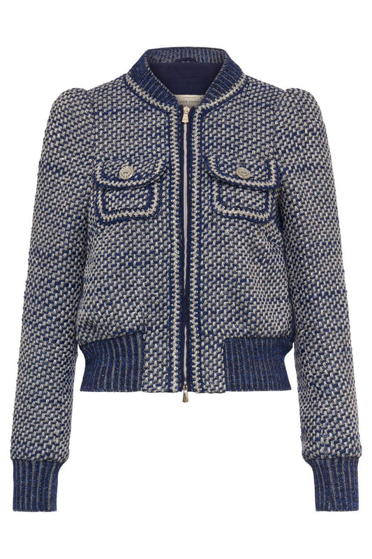 Tweed Bomber Jacket-BLUE-32-CLOTHINGJACKETCASUAL-MAISON COMMON
