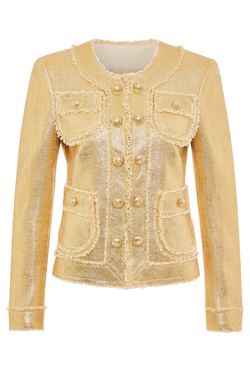MAISON COMMON-Gold Lacquered Four Pocket Jacket-